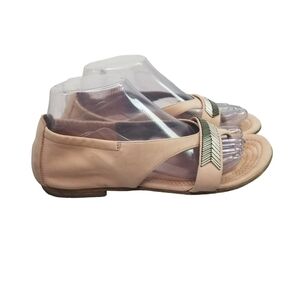 Kennel & Schmenger blush pink silver beaded open toe thong flats